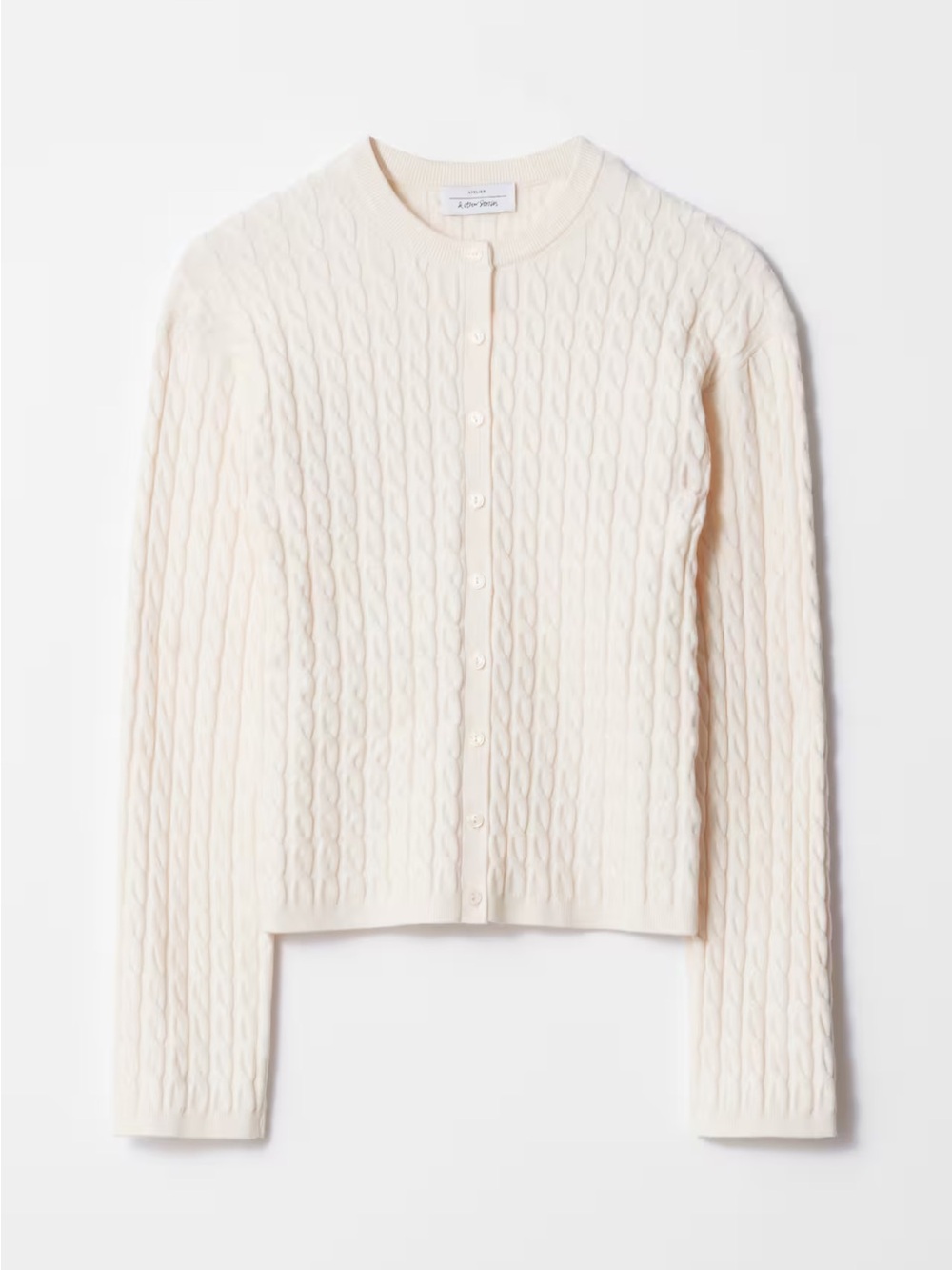 & Other Stories Cream Cable-Knit Button Cardigan